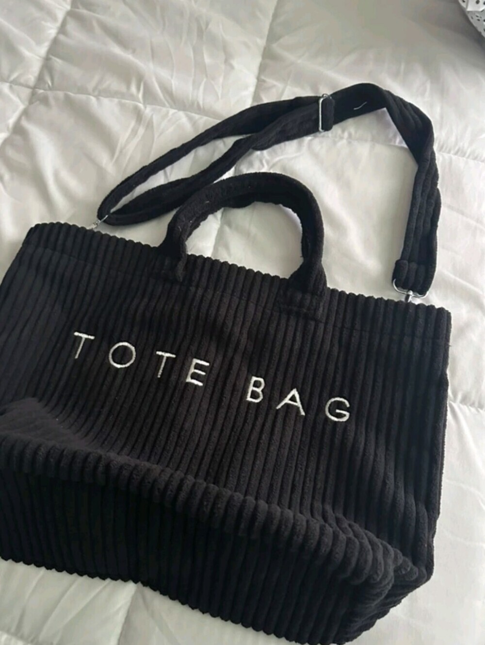 Black Tote Bag Corduroy Shoulder Bag